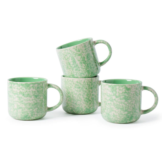 Ceramic Coffee Mugs Set of 4 – 12oz with Handle, Green