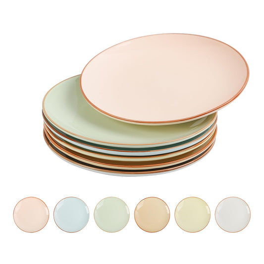 Ceramic Dessert Plates Set of 6 – 8 Inch, Assorted Colors