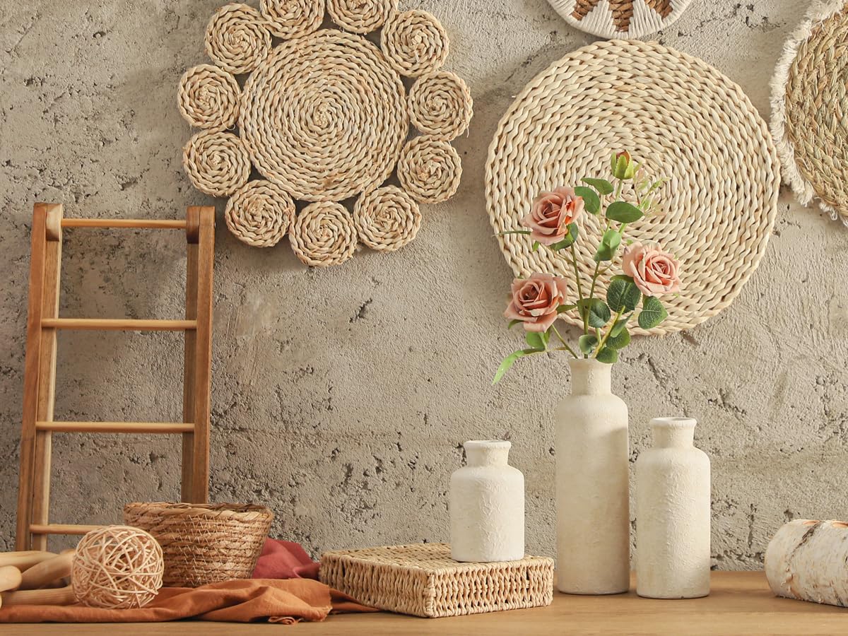Ceramic Vase Set of 3 – Whitewashed Neutral Farmhouse Style