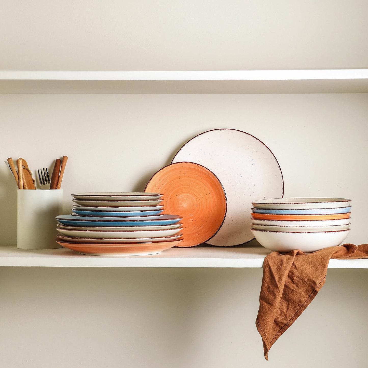 Ceramic Dinner Plates Set of 6 – 10.5 Inch, Blue