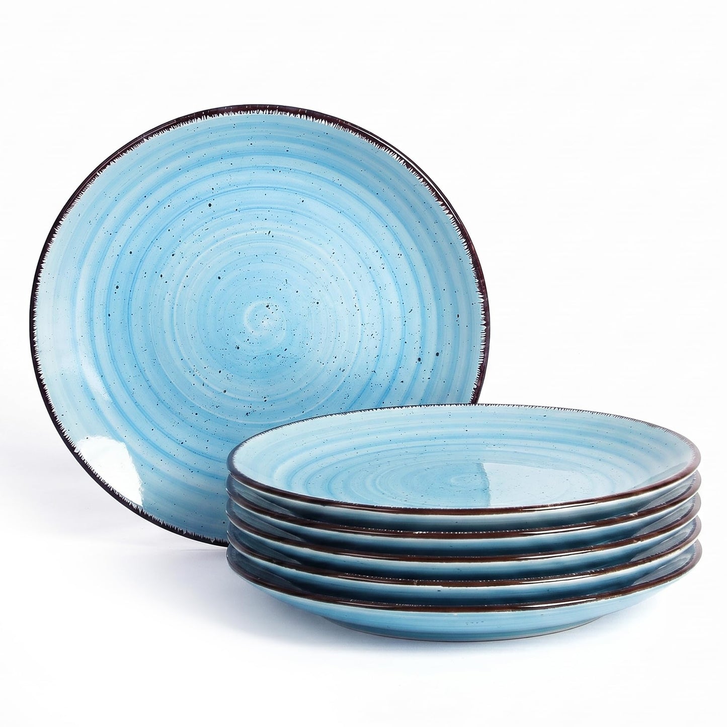 Ceramic Dinner Plates Set of 6 – 10.5 Inch, Blue