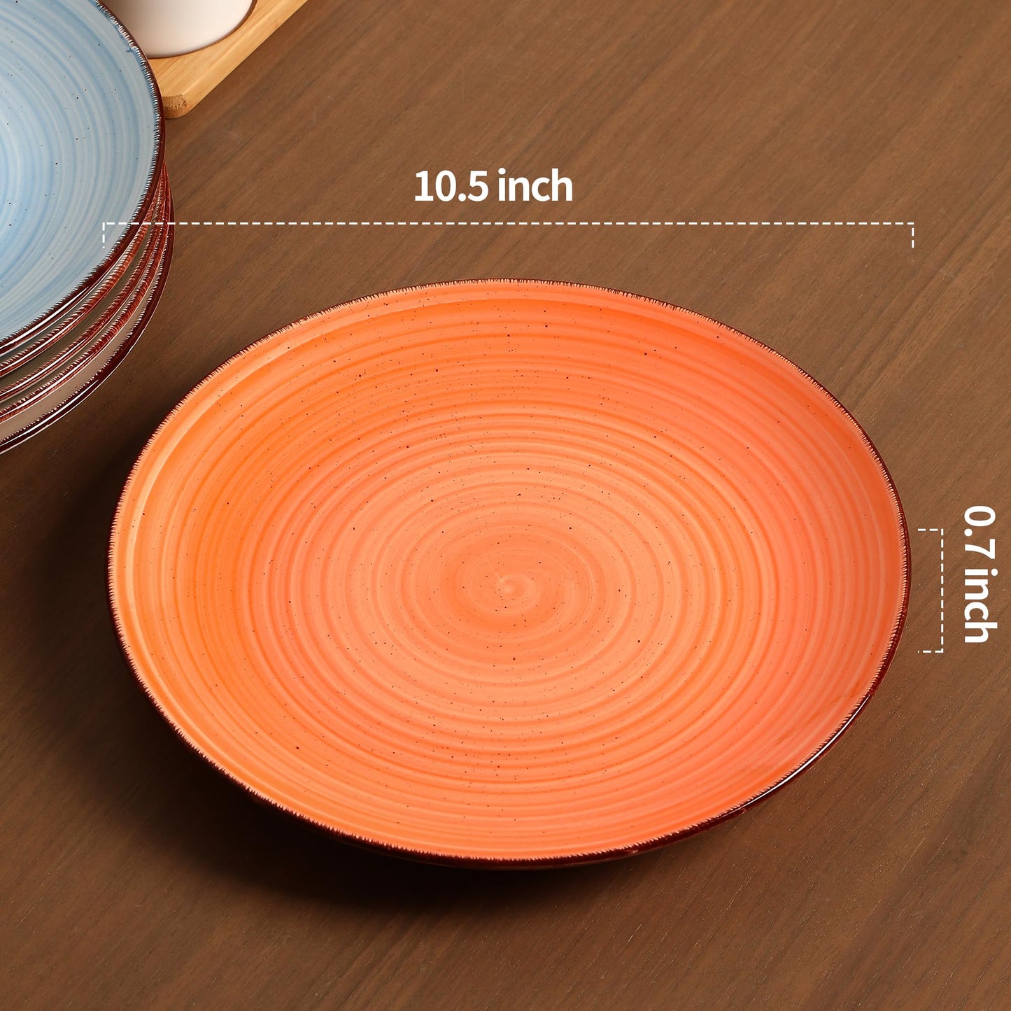 Ceramic Dinner Plates Set of 6 – 10.5 Inch, Blue