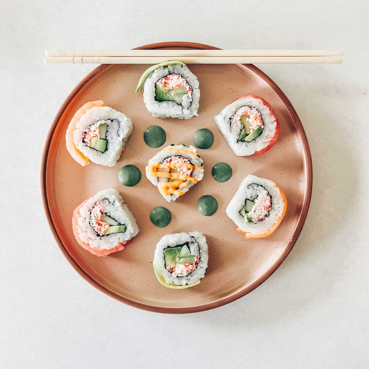 Ceramic Flat Plates Set of 6 – 8 Inch, Neutral Tones